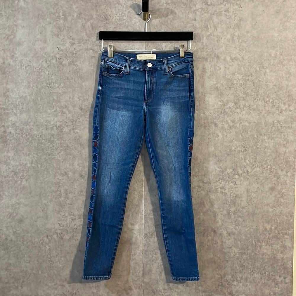 Gap True Skinny Ankle Diamond Stitch Embroidery
